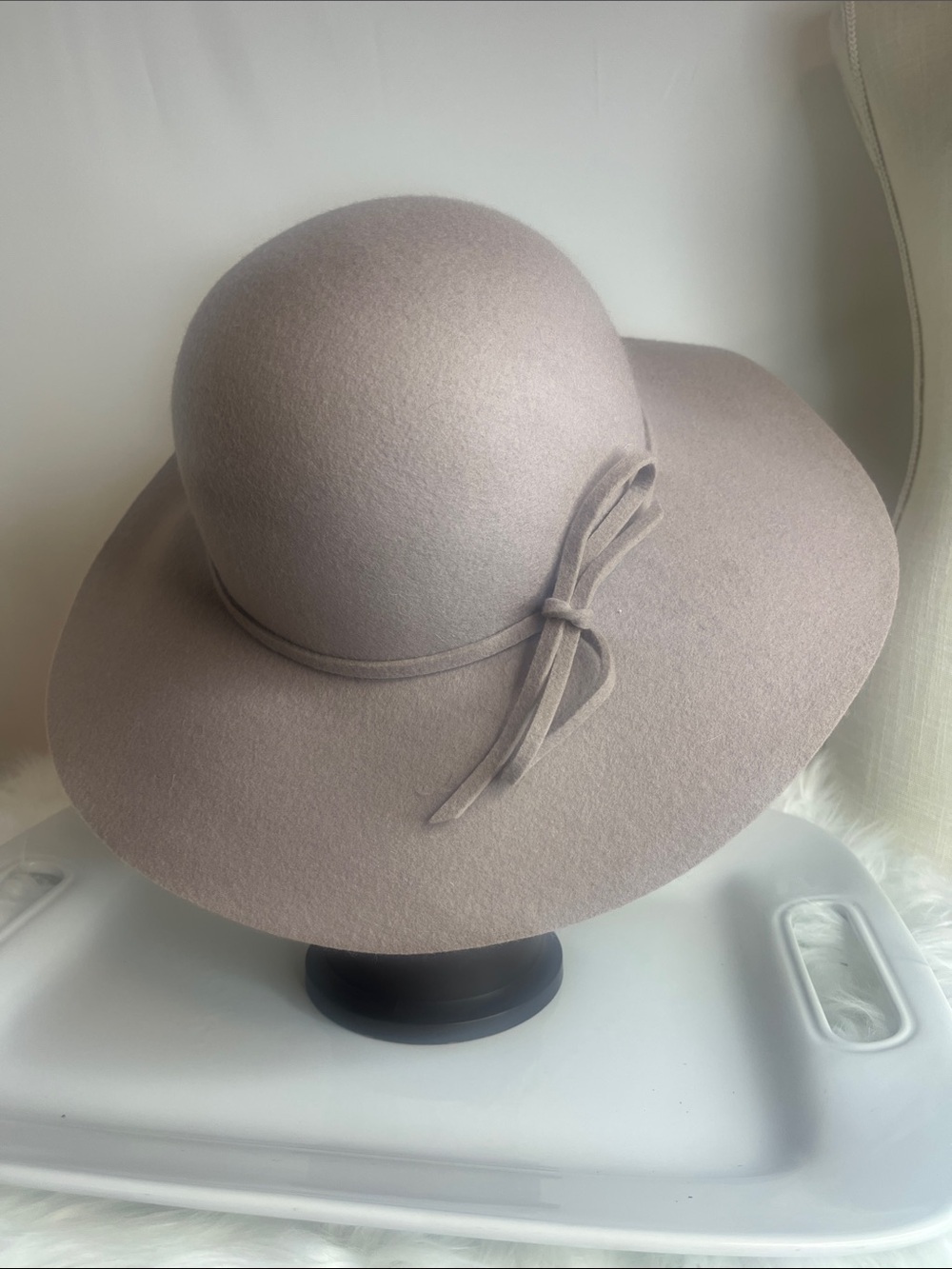 Cost Plus World Market Soft Lavender Wide-Brim Felt Hat with Bow